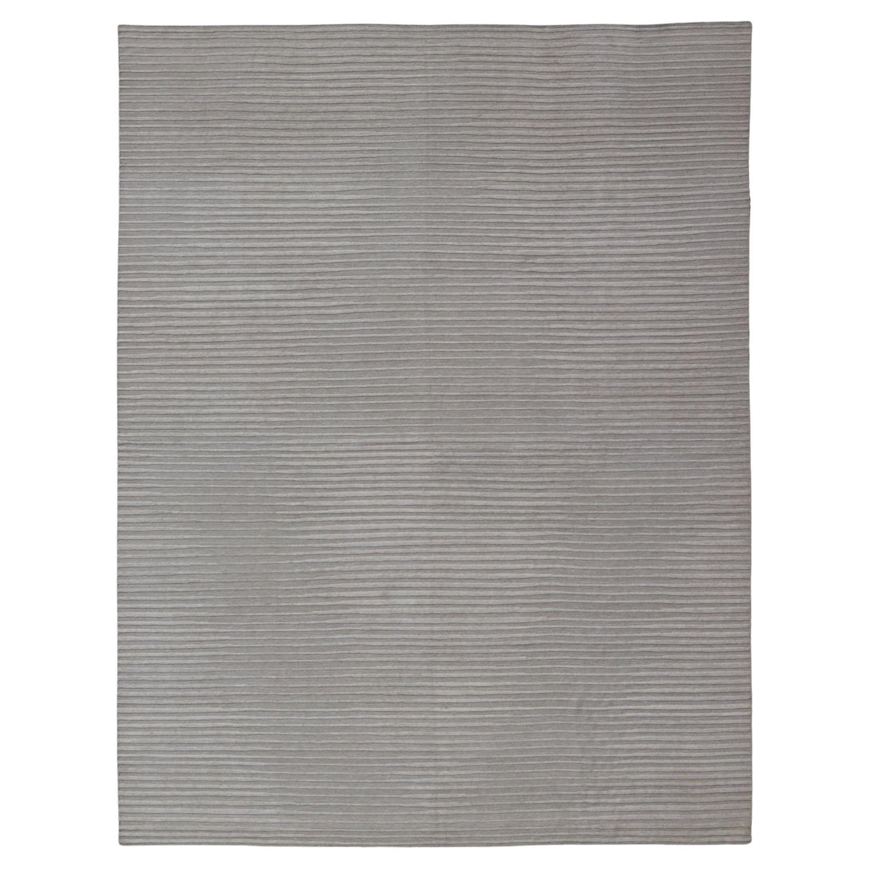 Tapis moderne en laine dans les tons beige et ivoire 12 x 15'1