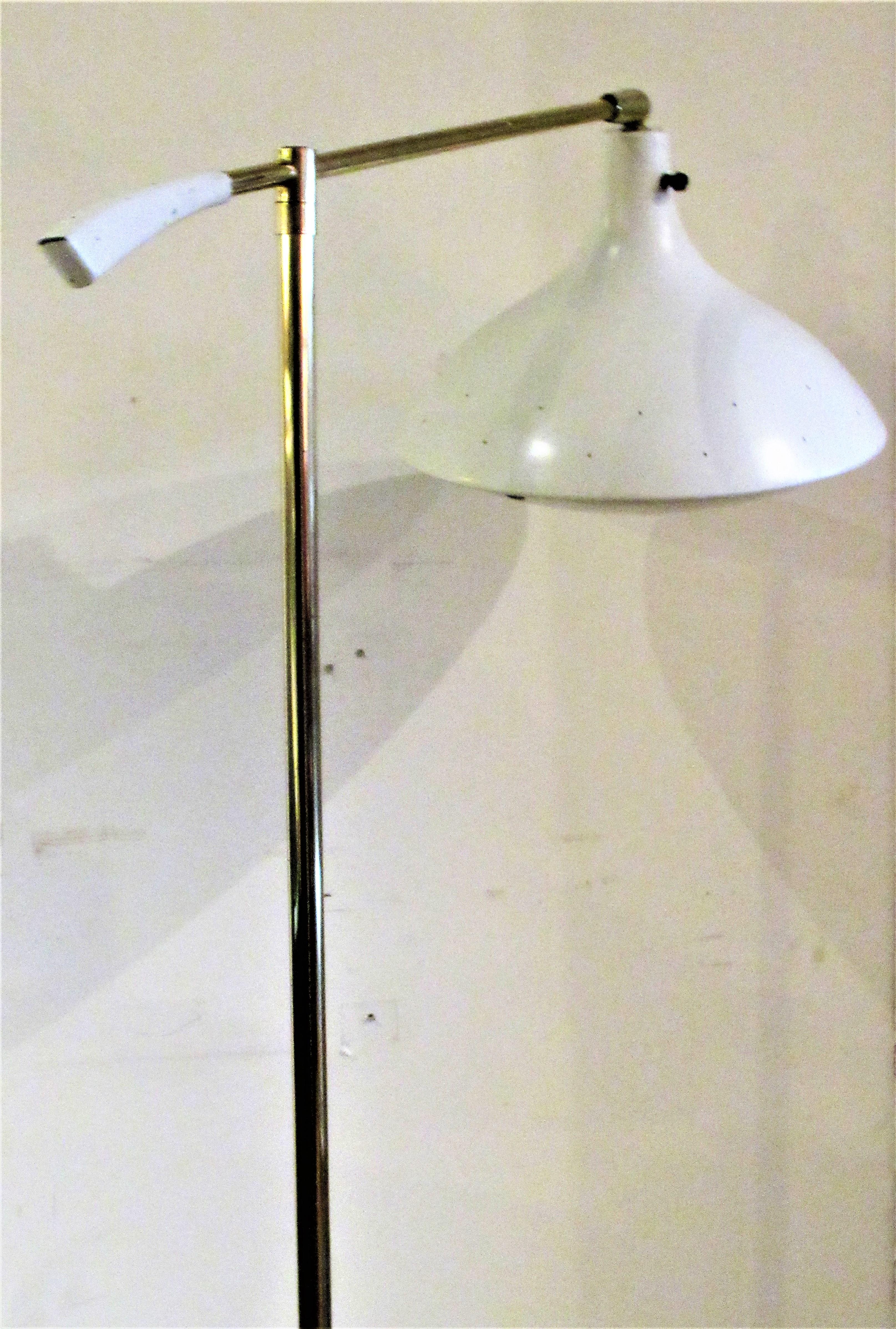 Metal Sleek Modernist Floor Lamp Attributed to Lightolier