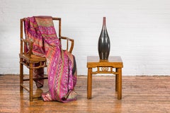 Vase élégant en céramique émaillée multicolore rouge, Brown et noire à bec étroit
