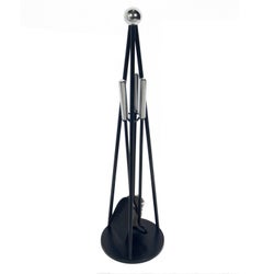 Sleek Nickel and Iron Fire Tools