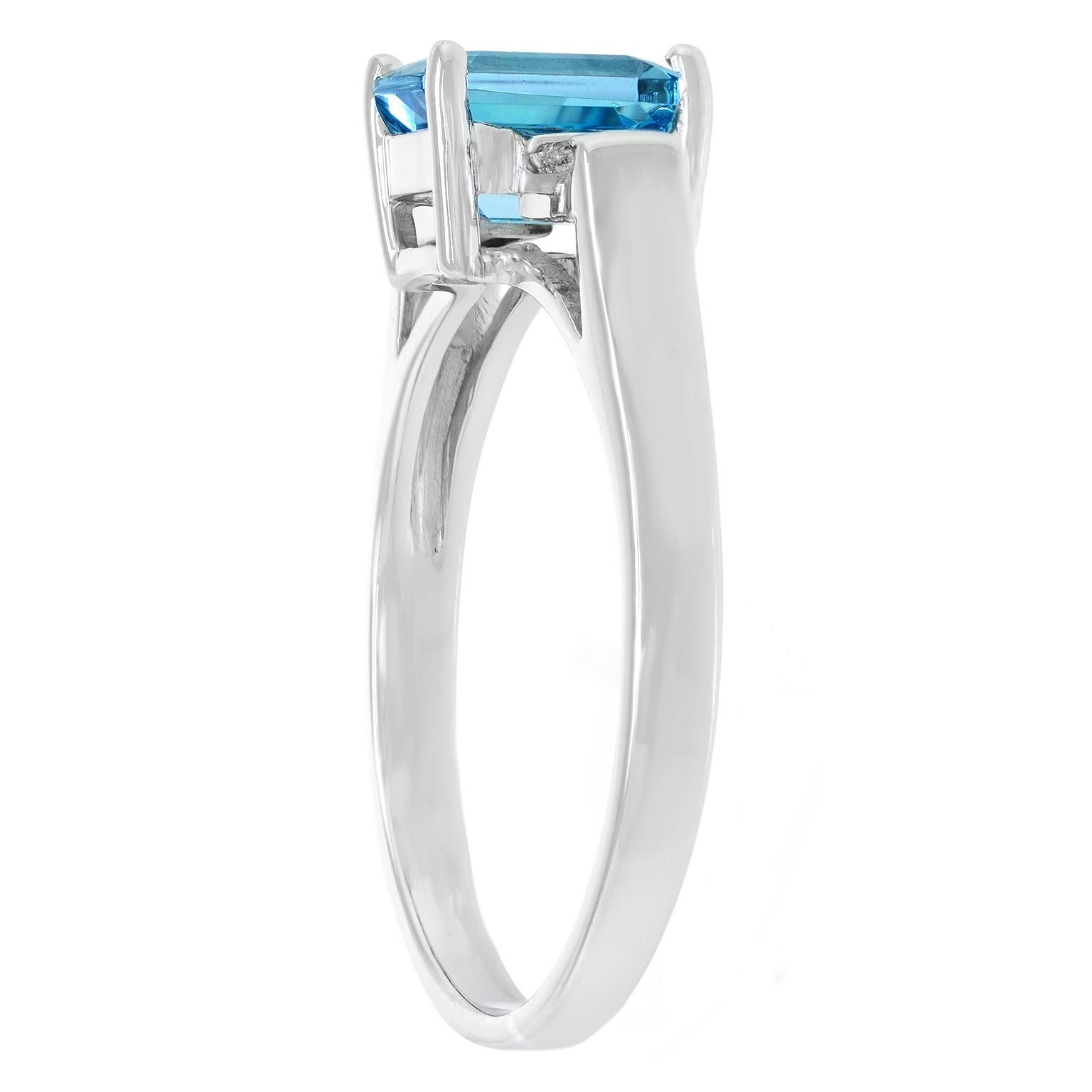 Schlichter Aquamarin- und Diamantring aus den Neunzigern im Angebot 2