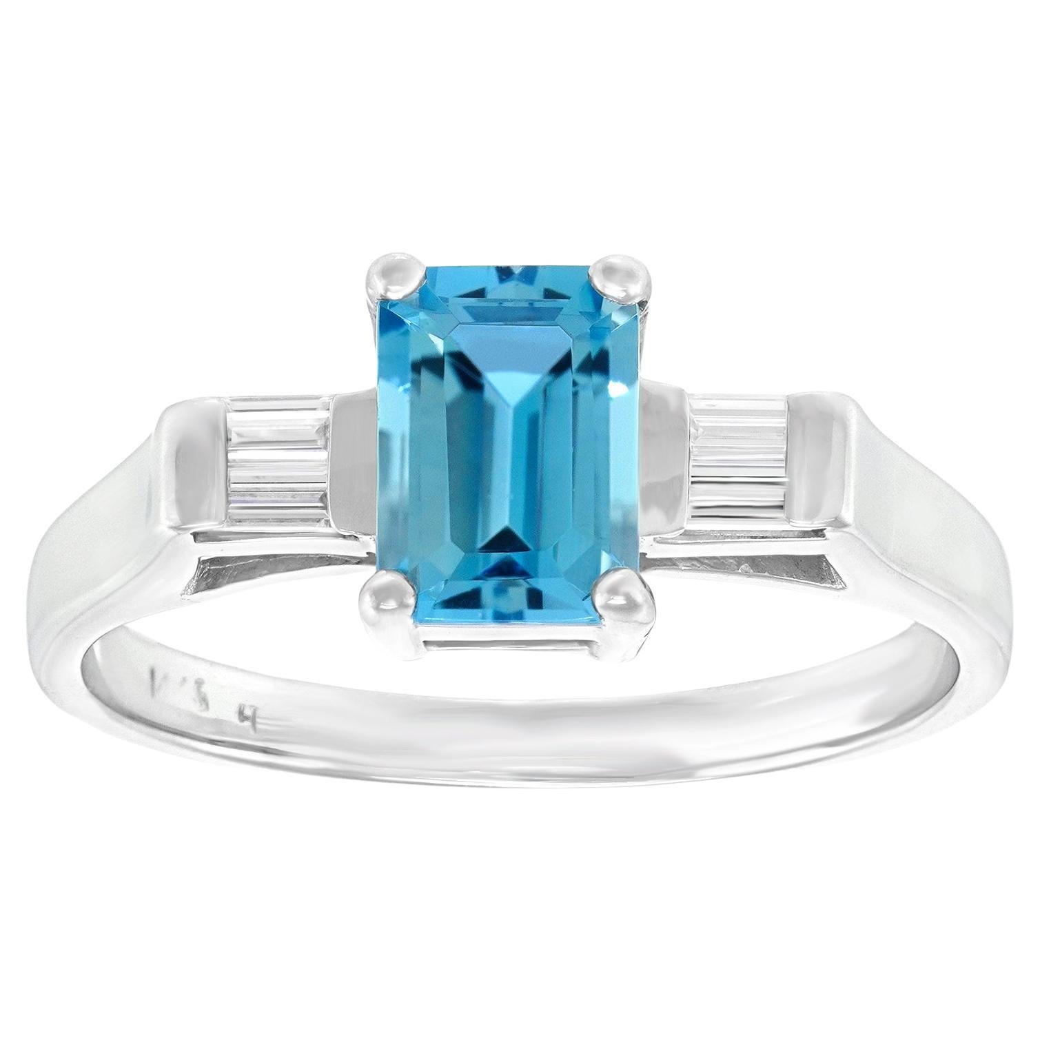 Schlichter Aquamarin- und Diamantring aus den Neunzigern