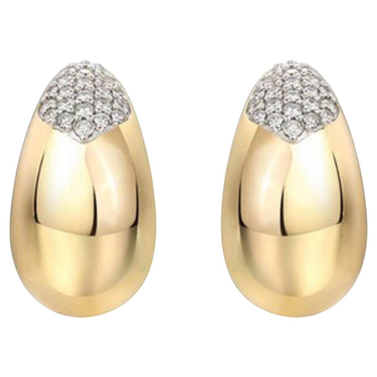 Sleek Oval 14K (or 18k upon request) Yellow Gold Diamond Stud Earrings