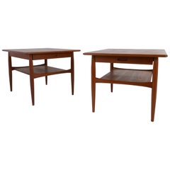 Sleek Pair of 1960s Danish Teak Single Drawer End or Lamp Tables or Nightstands