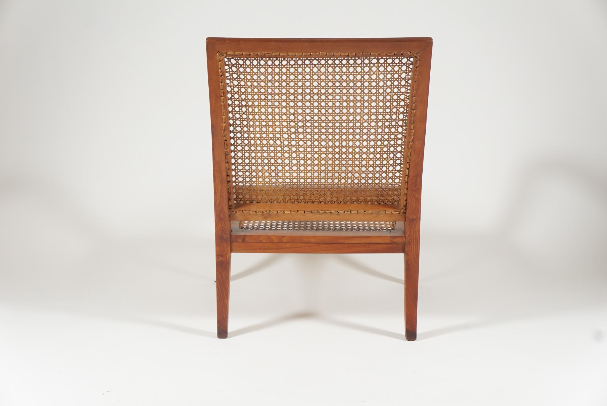 Hand-Woven Sleek Pair of 'Art Moderne' Wood Frame & Cane Chairs with Horsehair Cushions