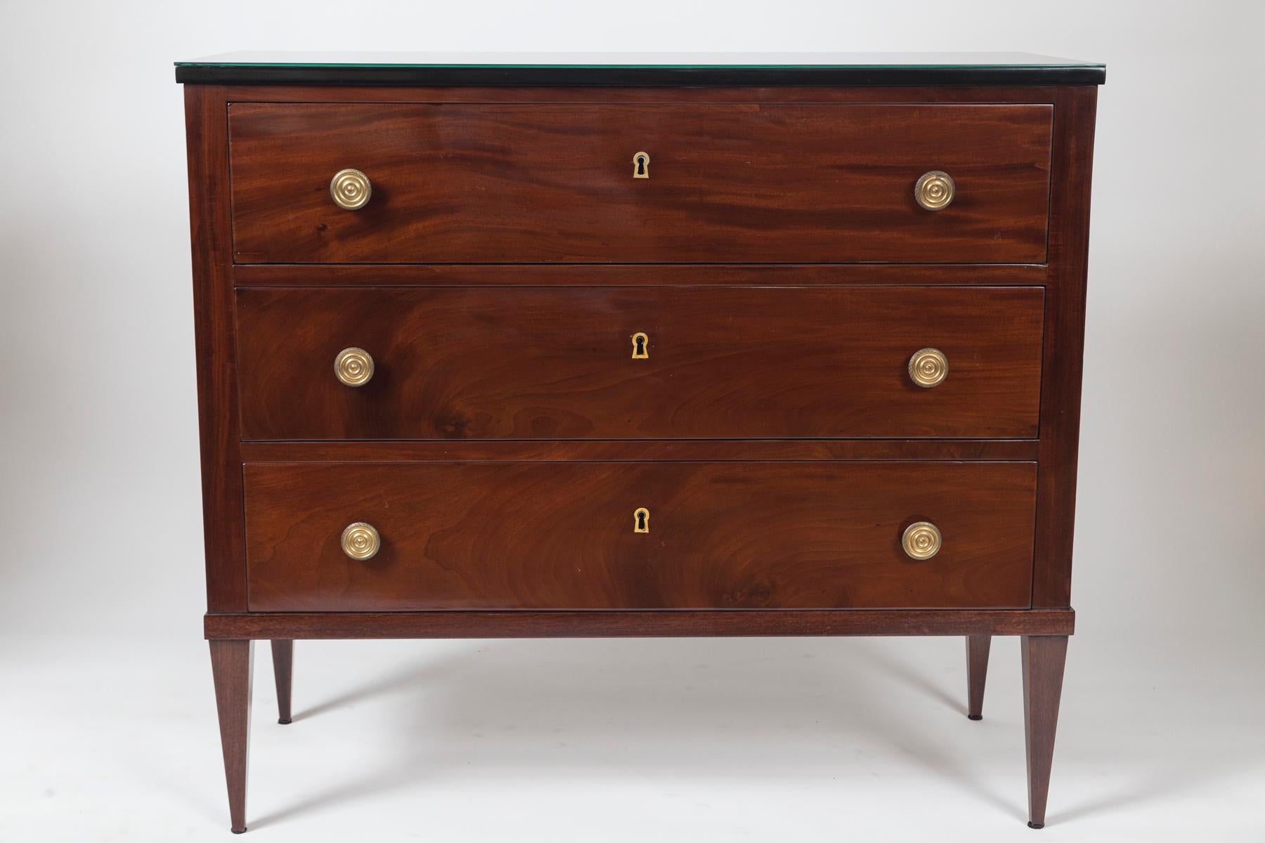 German Sleek Pair of Continental Empire Chests of Drawers For Sale
