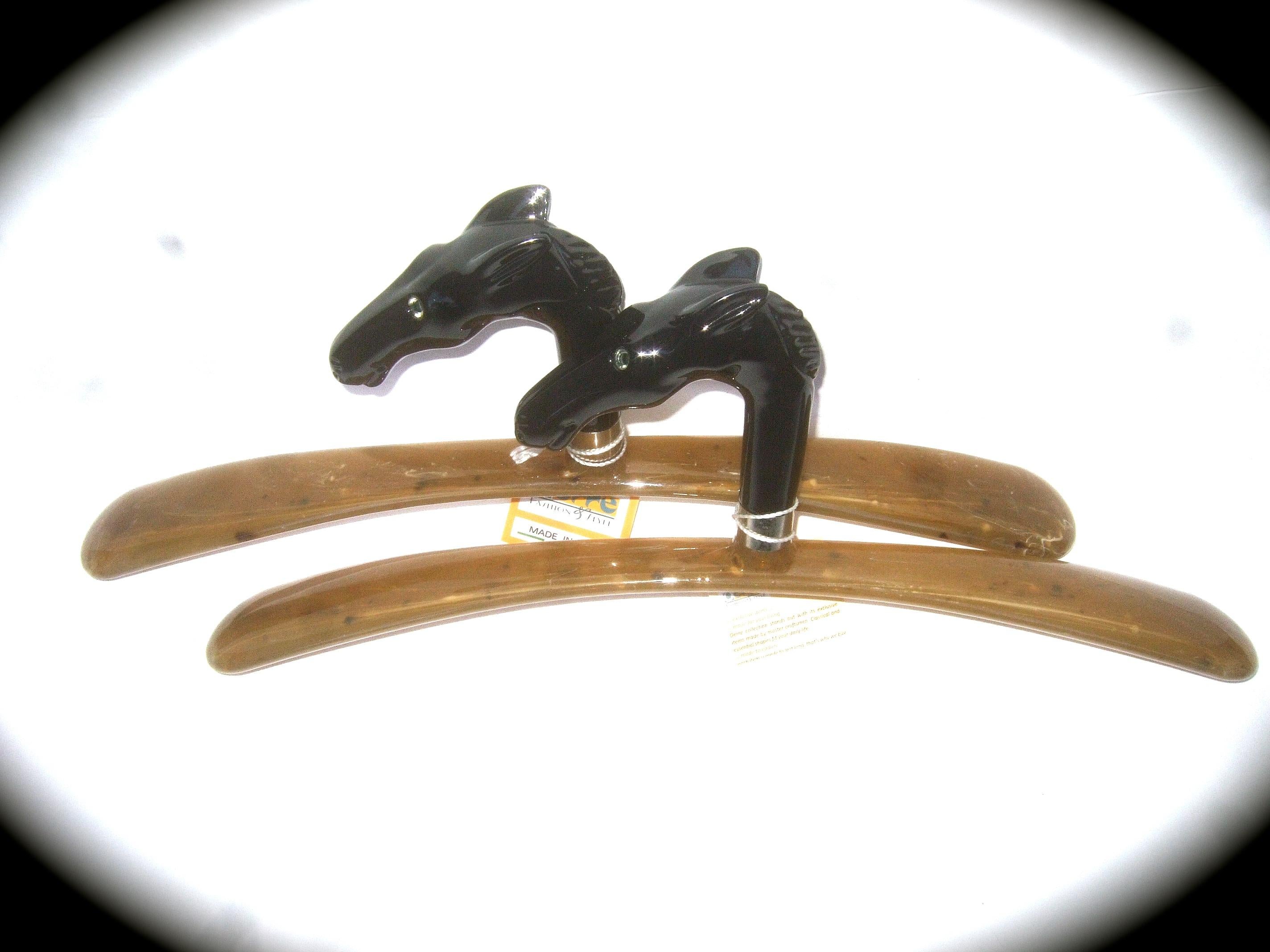 Brown Sleek Pair of Italian Molded Resin Stylized Equine Clothing Hangers circa 21st   For Sale