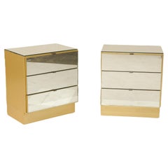 Sleek Pair of Mirrored Vintage Chests with Gold + Clean Lines