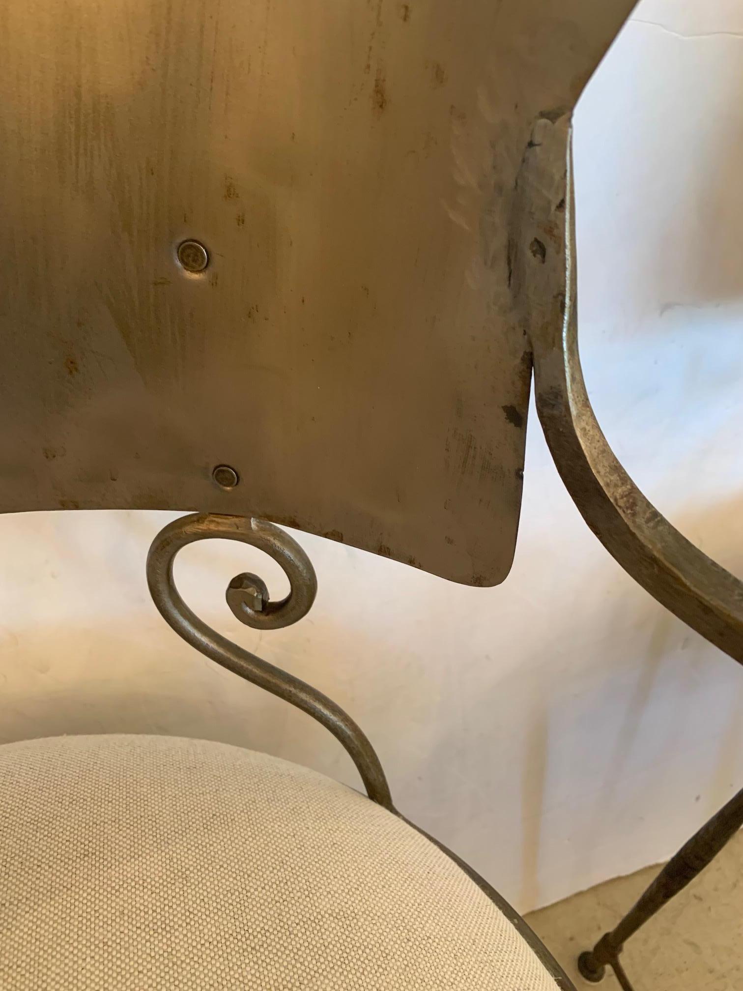 Sleek Pair of Sophisticated Metal Sculpted Armchairs 6