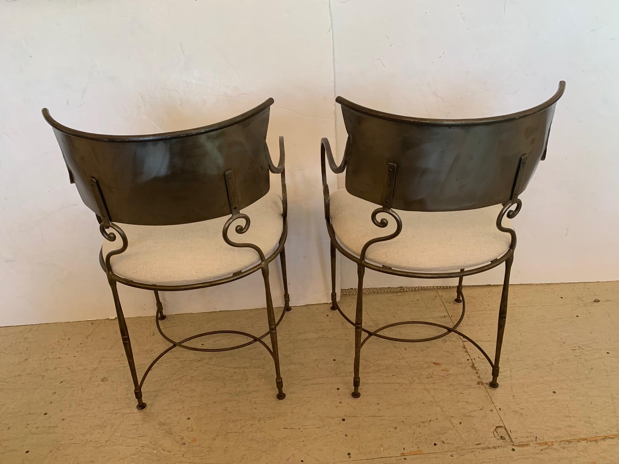 Sleek Pair of Sophisticated Metal Sculpted Armchairs 1