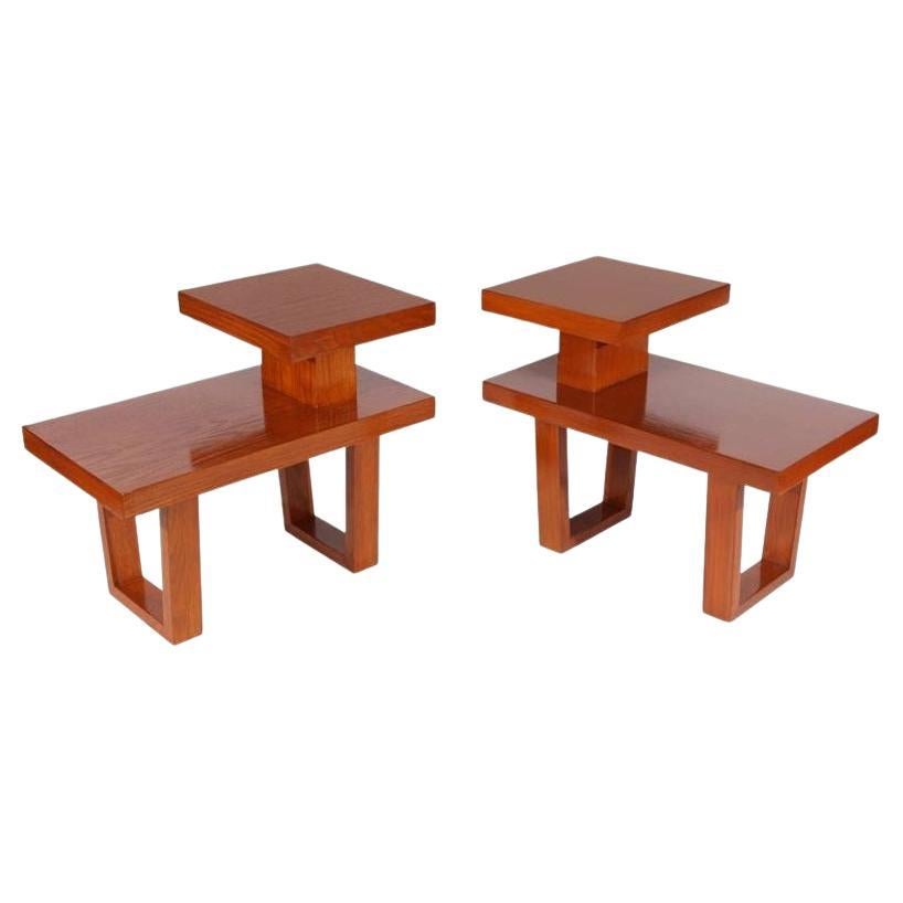 Sleek Pair of Telephone Tables For Sale