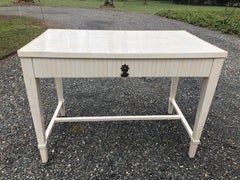 Sleek Palm Beachy Pair of Faux Tessellated Bone Side Tables