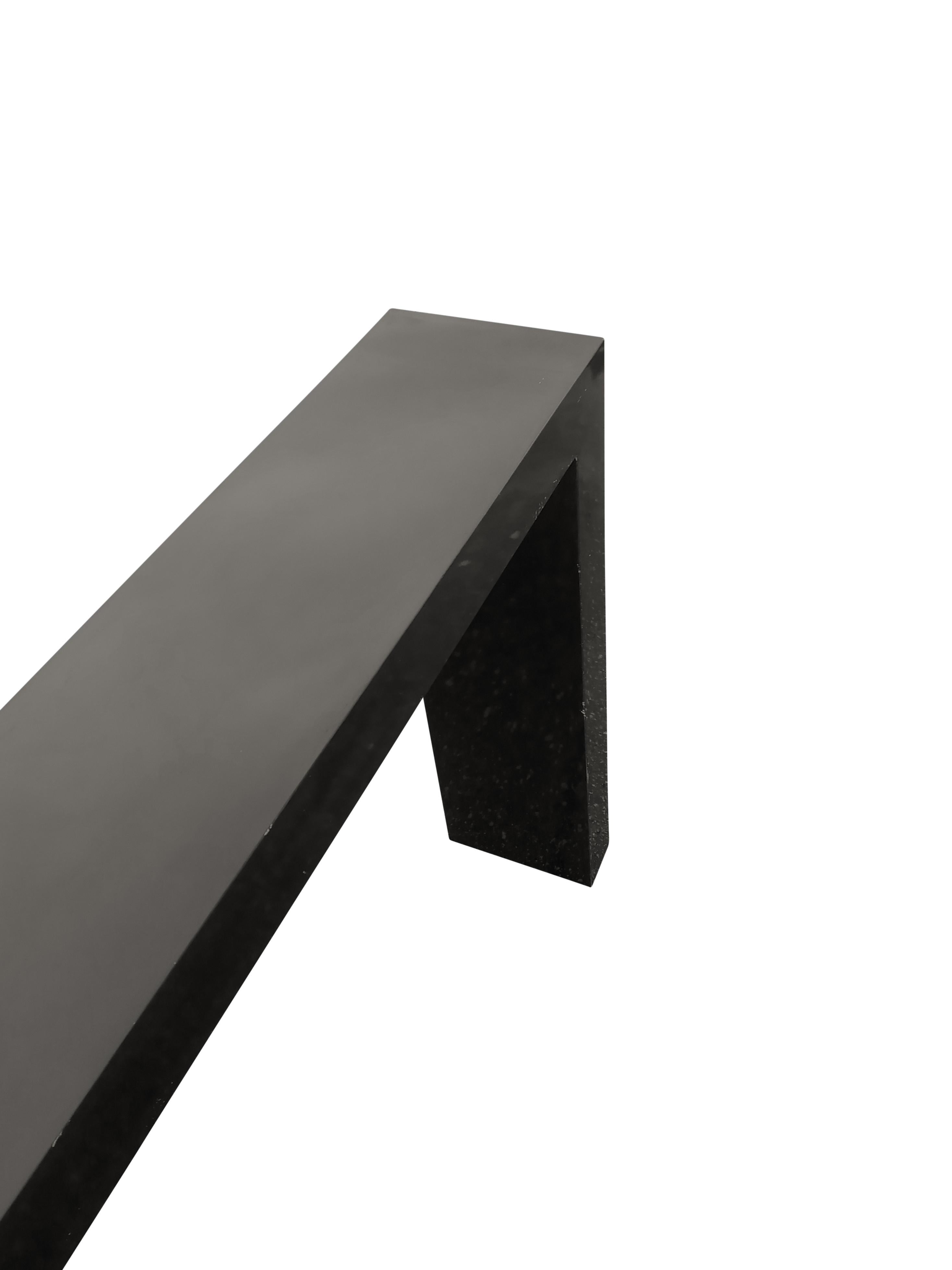 Sleek Postmodern Tall Narrow Architectural Satin Black Laminate Console