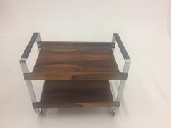 Eleganter Barwagen aus Rosenholz und Chrom, Moderne der Mitte des Jahrhunderts