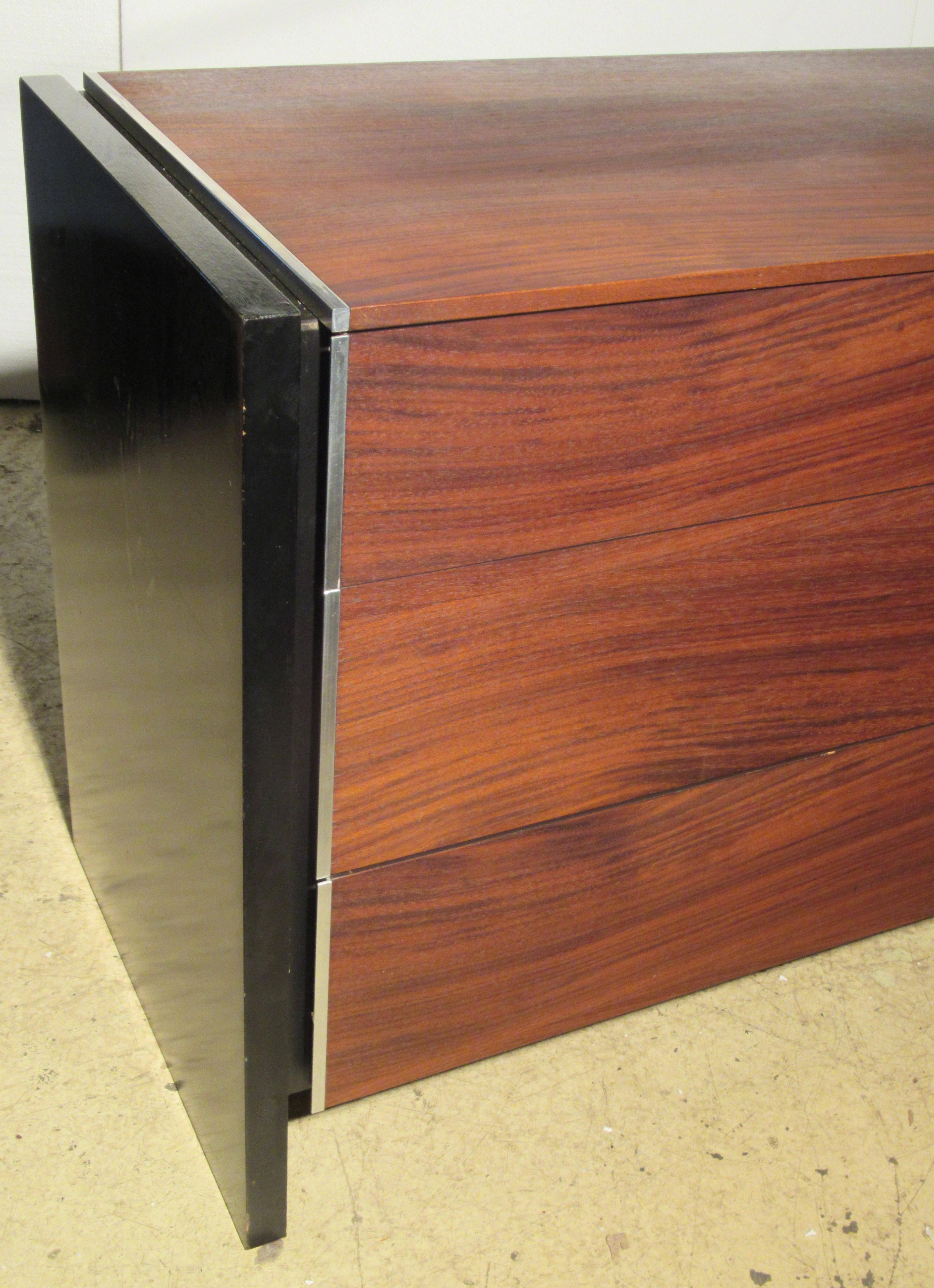 Aluminum Sleek  Rosewood Dresser Credenza by Glenn of California