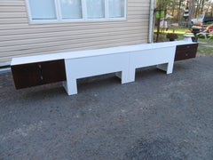 Sleek Rosewood Lacquer Rougier Kingsize Bed Headboard Night Stands Mid-Century