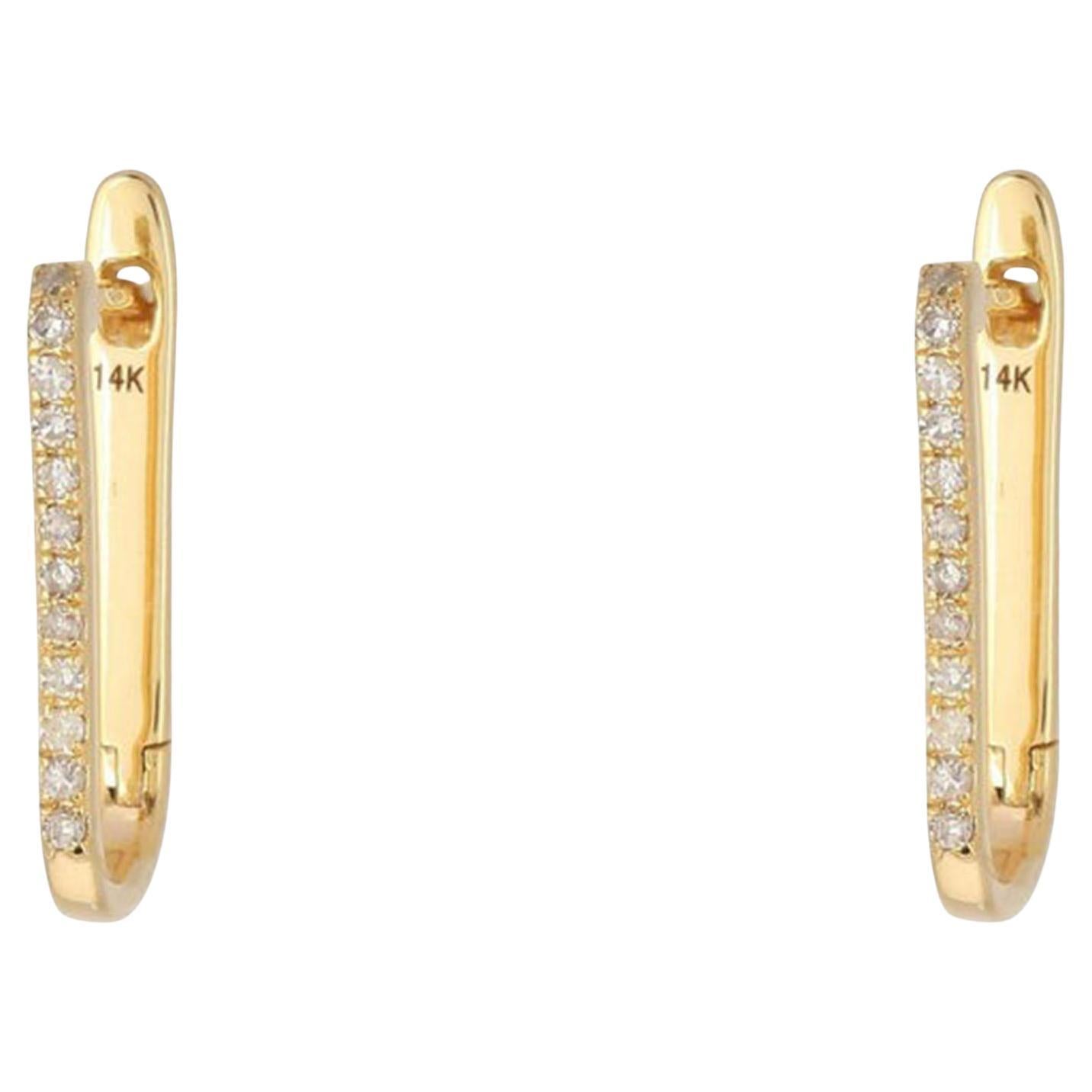 Sleek Row 14K (or 18k upon request) Yellow Gold Diamond Huggie Earrings For Sale
