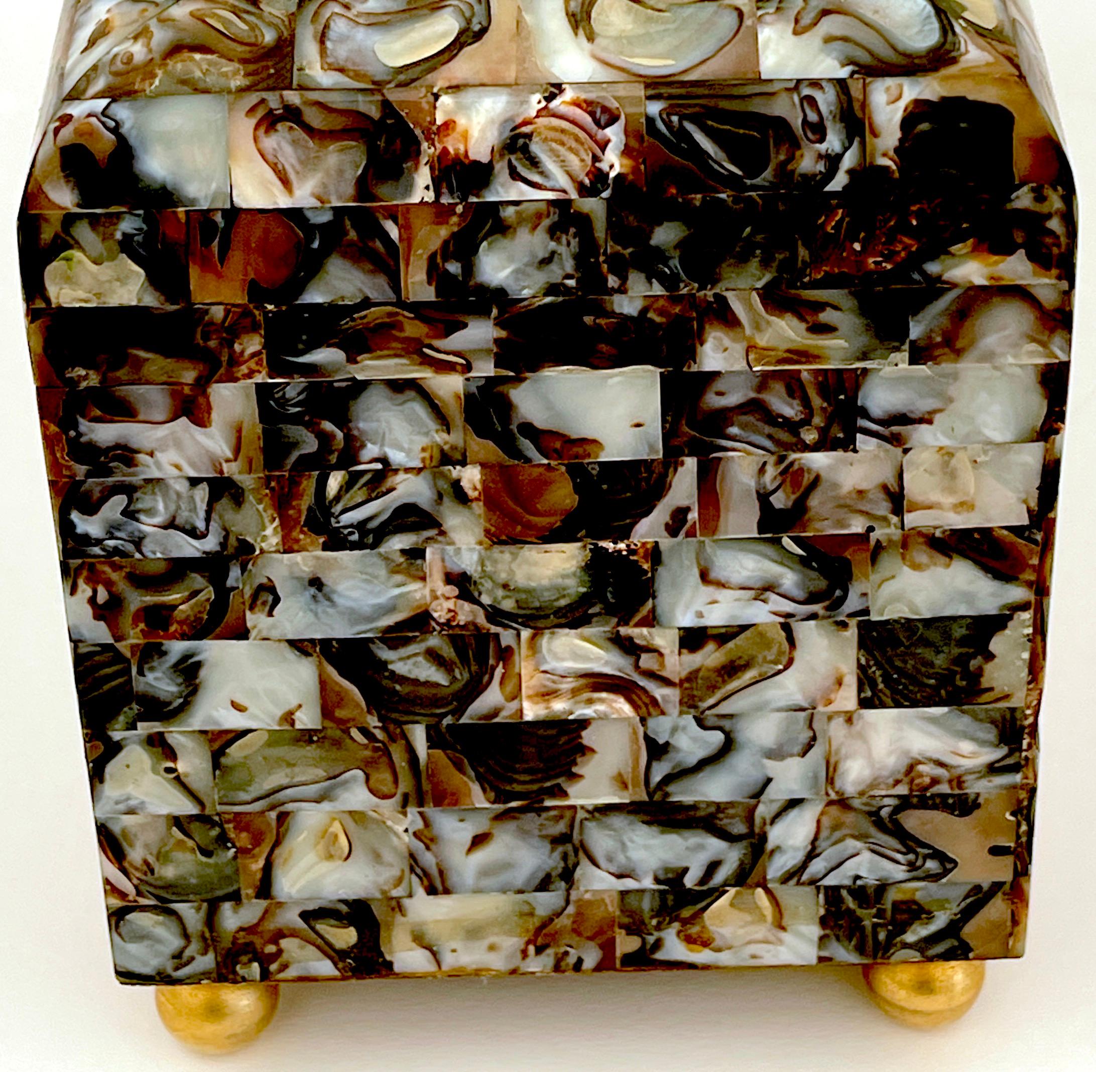 Velvet Sleek R&Y Augousti Inlaid Brass and Shell Box, Paris C.1990 For Sale
