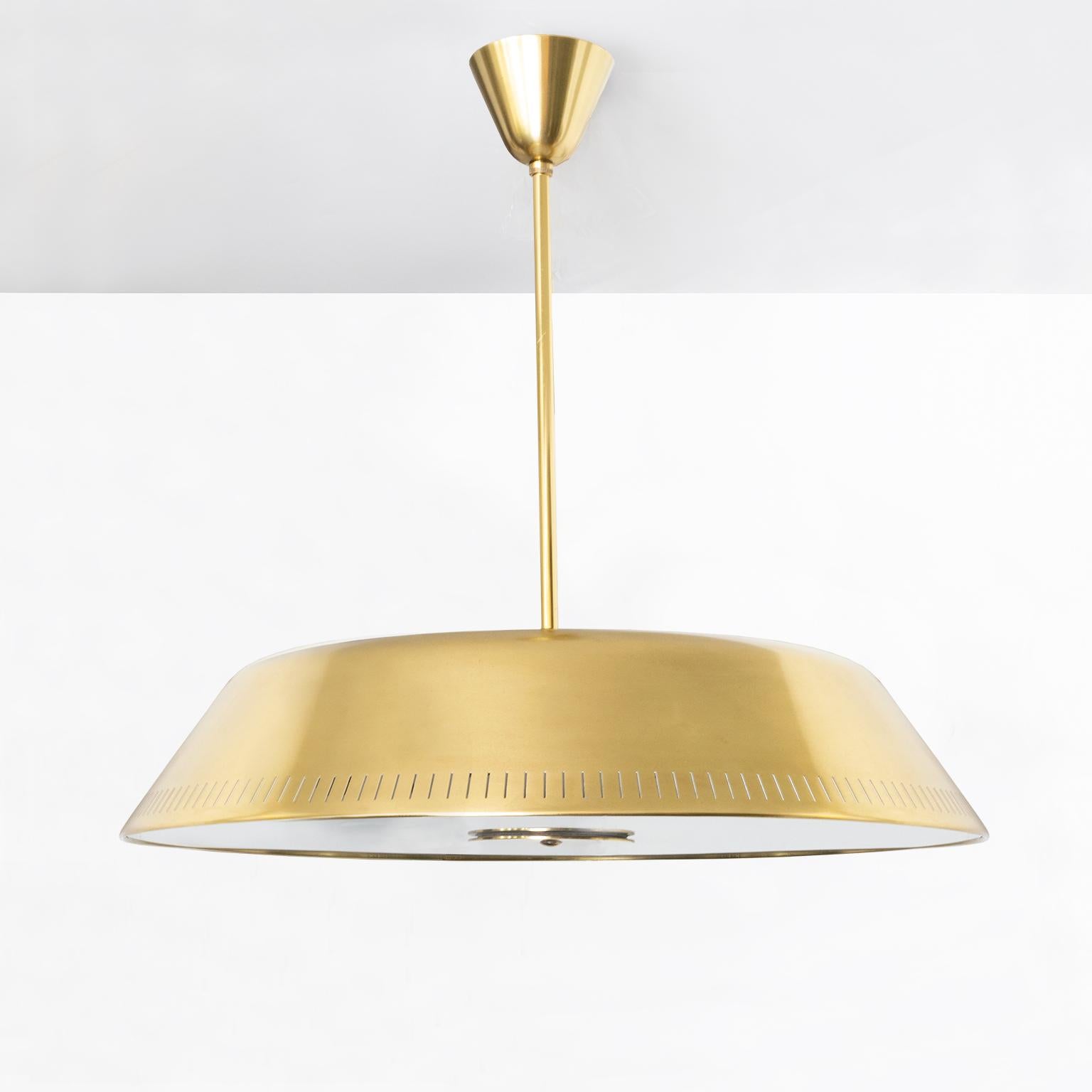 Frosted Scandinavian Brass Pendant by Harald Notini for Böhlmarks, Sweden with 9 sockets