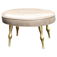Italian Modernist Gio Ponti Style Gilt Brass Ottoman / Stool, 1960's