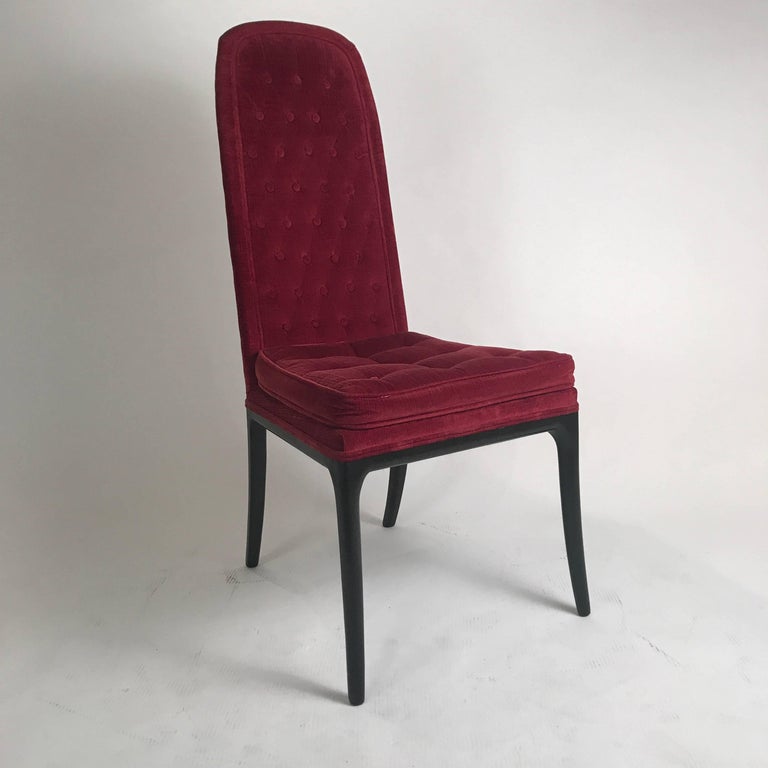 Wood Sleek Set of Six Original High Back Tufted Erwin-Lambeth for Tomlinson Armchairs For Sale