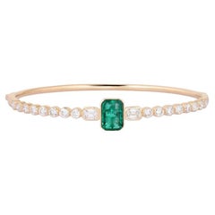 Sleek Shine 14K Yellow Gold Diamond Bangle Bracelet