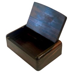 Sleek Solid Rosewood Trinket Box with rare Coin Insiced