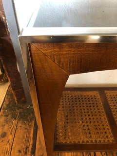 Sleek Sophisticated Wood Chrome and Glass Console Table