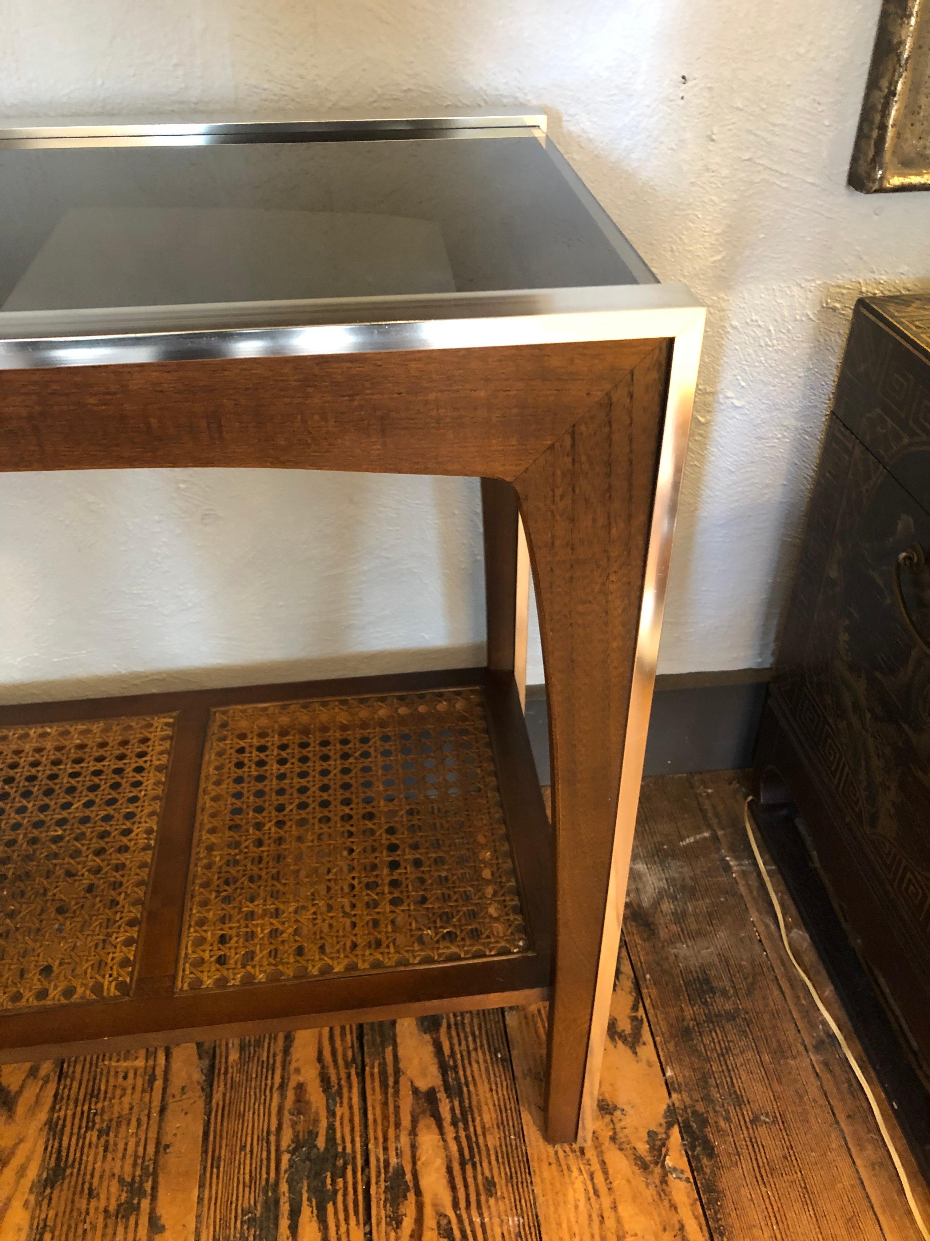wood and glass console table