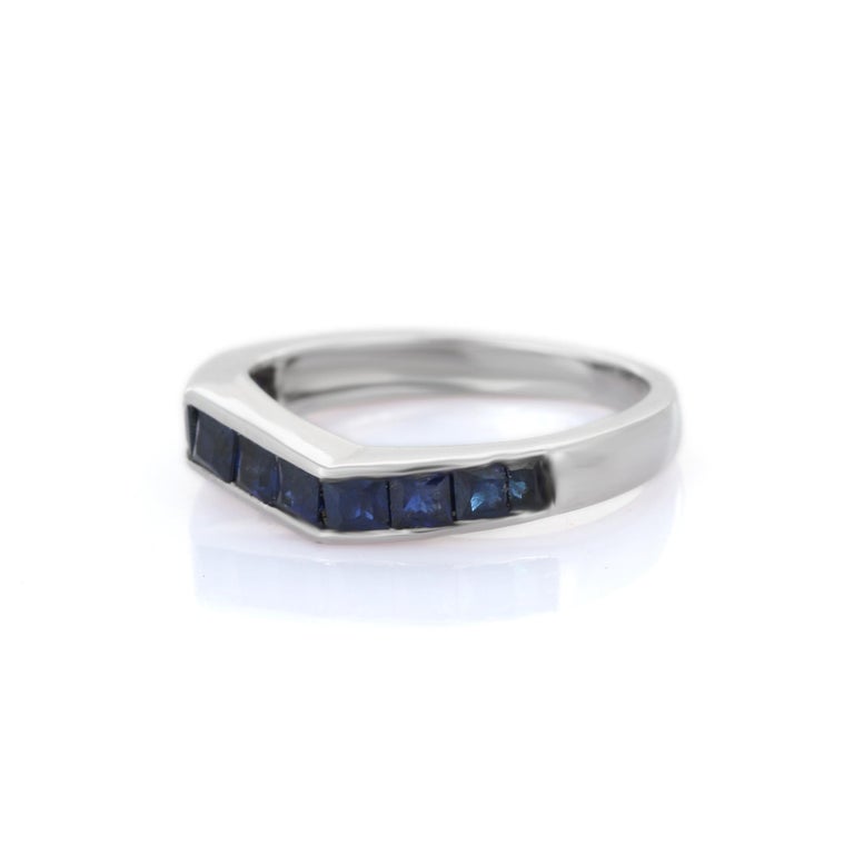 Customizable Minimalist Stackable Blue Sapphire Band, Sapphire Ring in ...
