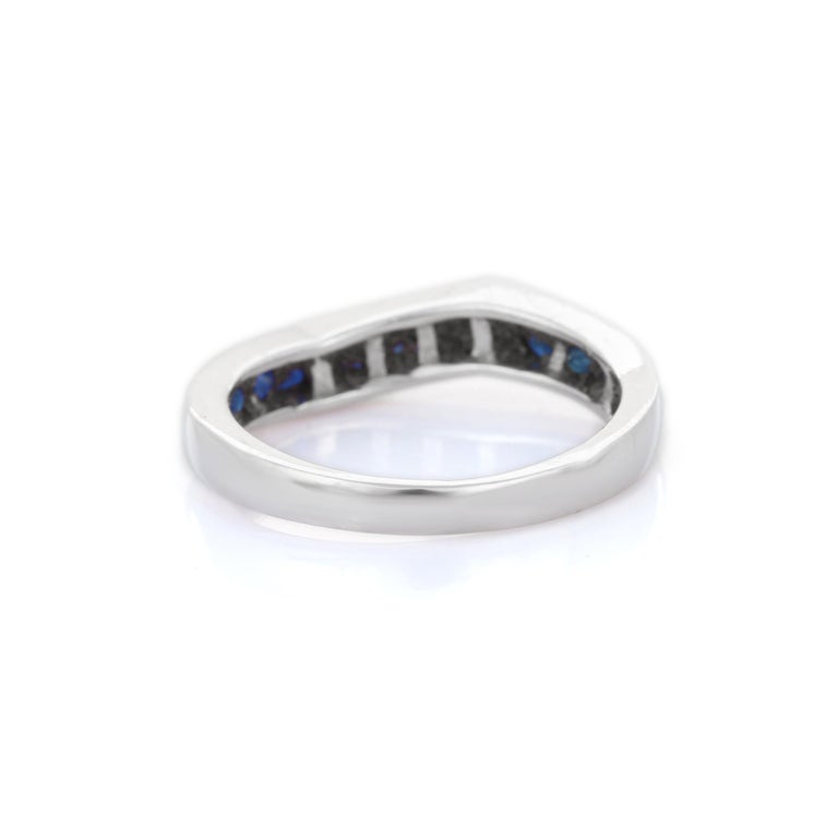 Customizable Minimalist Stackable Blue Sapphire Band, Sapphire Ring in ...