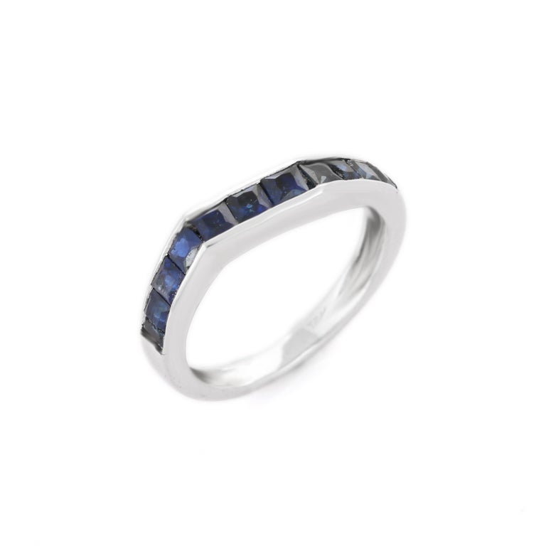 Customizable Minimalist Stackable Blue Sapphire Band, Sapphire Ring in ...