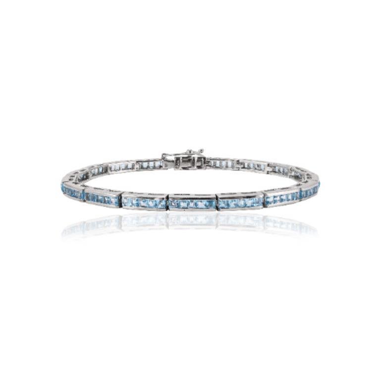 Elegantes Tennisarmband aus Sterlingsilber mit blauem Topas und Edelsteinen für Mom Gift Jewelry im Zustand „Neu“ im Angebot in New York, NY
