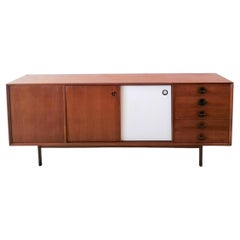 Sleek Vintage 1960s 70s Italian Faram Sideboard : Teak With Reversible Doors