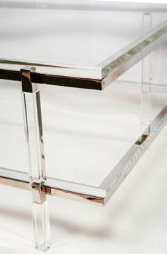 Sleek Vintage Lucite & Chrome Two-Tier Coffee Table by Charles Hollis Jones