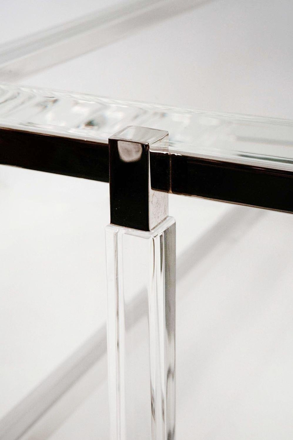 Mid-20th Century Sleek Vintage Lucite & Chrome Two-Tier Coffee Table by Charles Hollis Jones For Sale