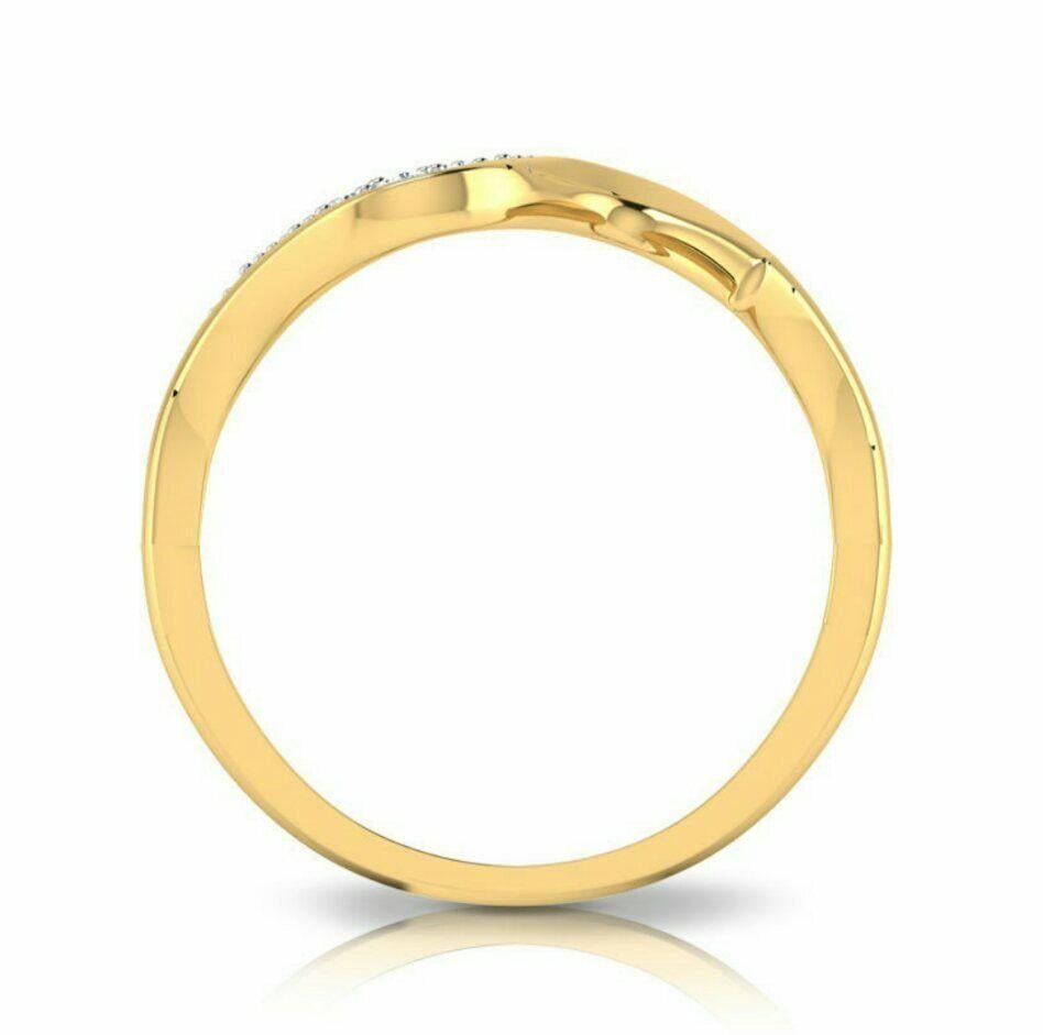 Women's or Men's Sleek Wave Ring Diamond Wedding Ring Minimalist Diamond Engagement Ring Band. For Sale