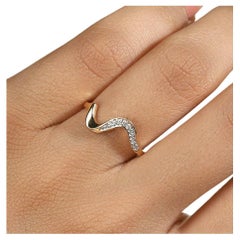 Sleek Wave Ring Diamond Wedding Ring Minimalist Diamond Engagement Ring Band.