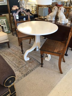 Sleek White Round Breakfast Table with Tripod Legs