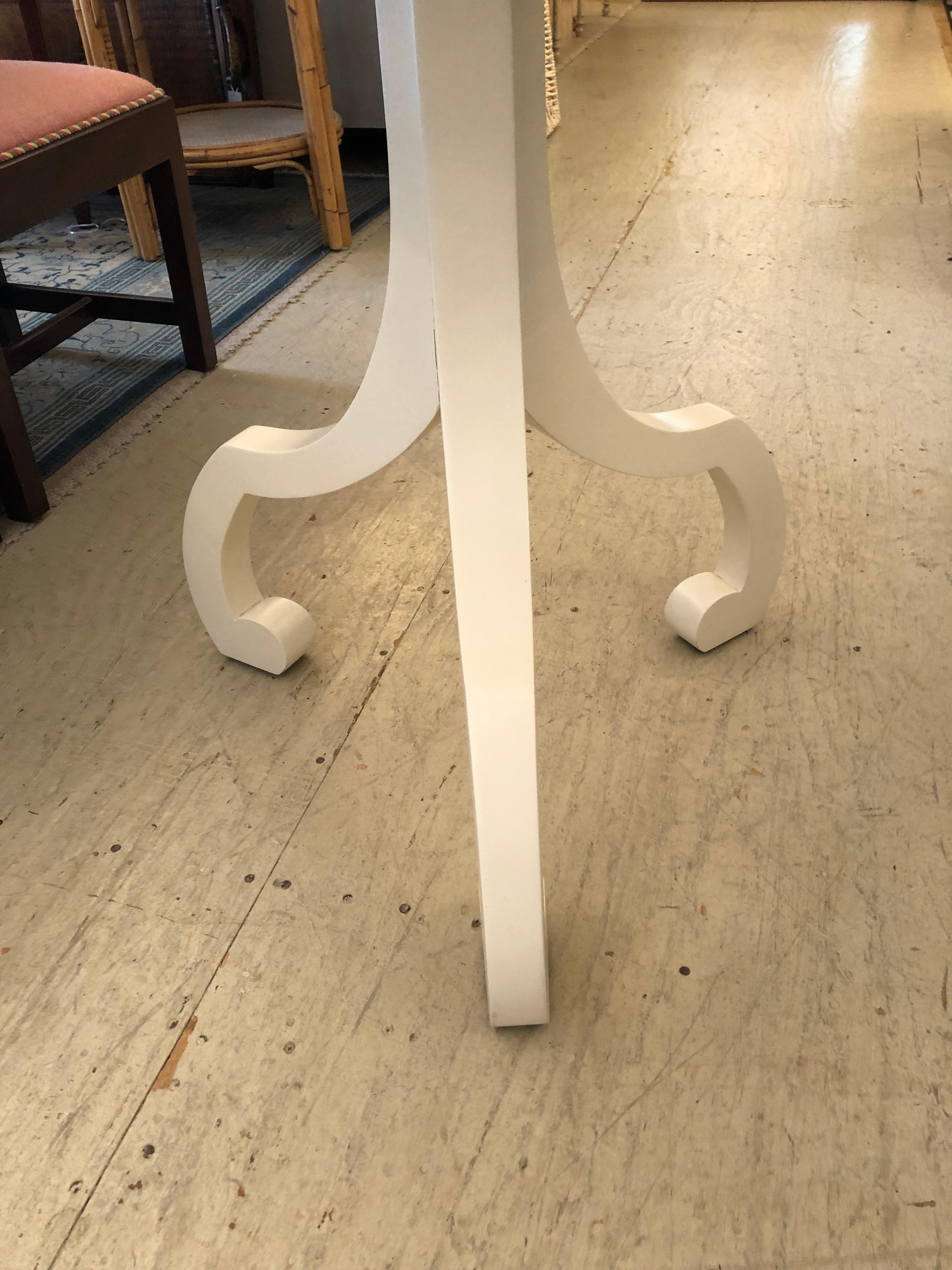 Modern Sleek White Round Breakfast Table with Tripod Legs