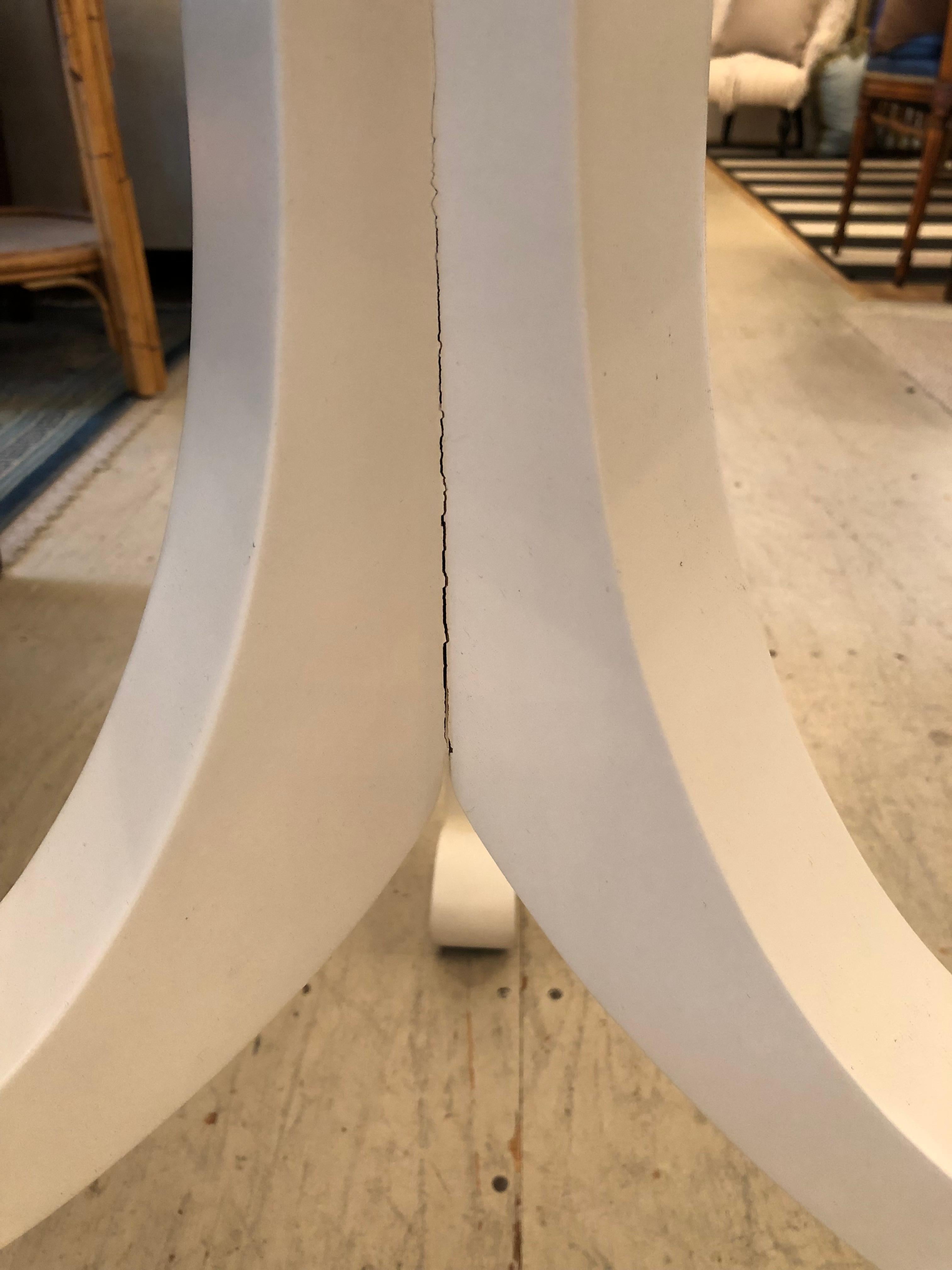 Contemporary Sleek White Round Breakfast Table with Tripod Legs