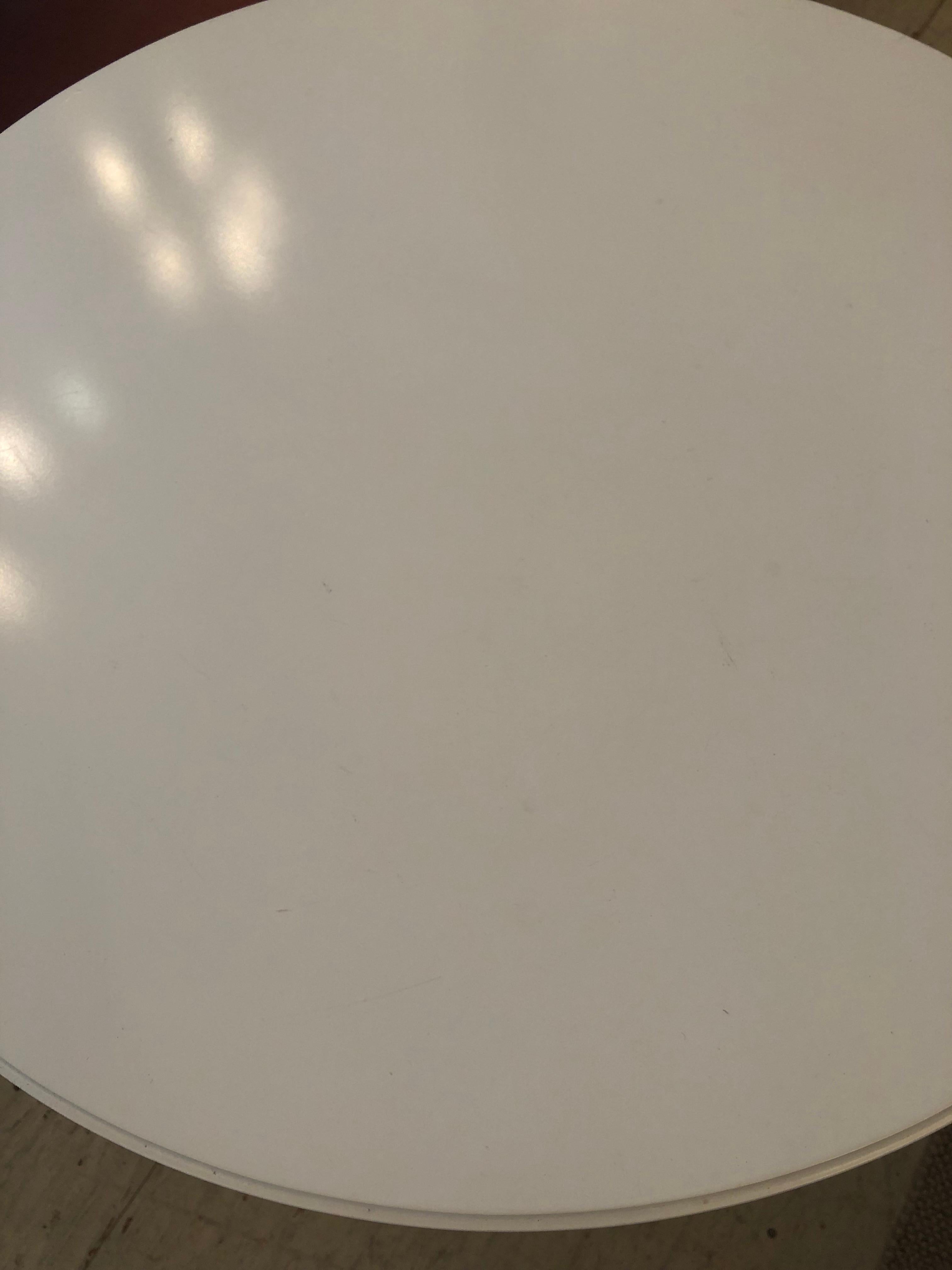 Sleek White Round Breakfast Table with Tripod Legs 2