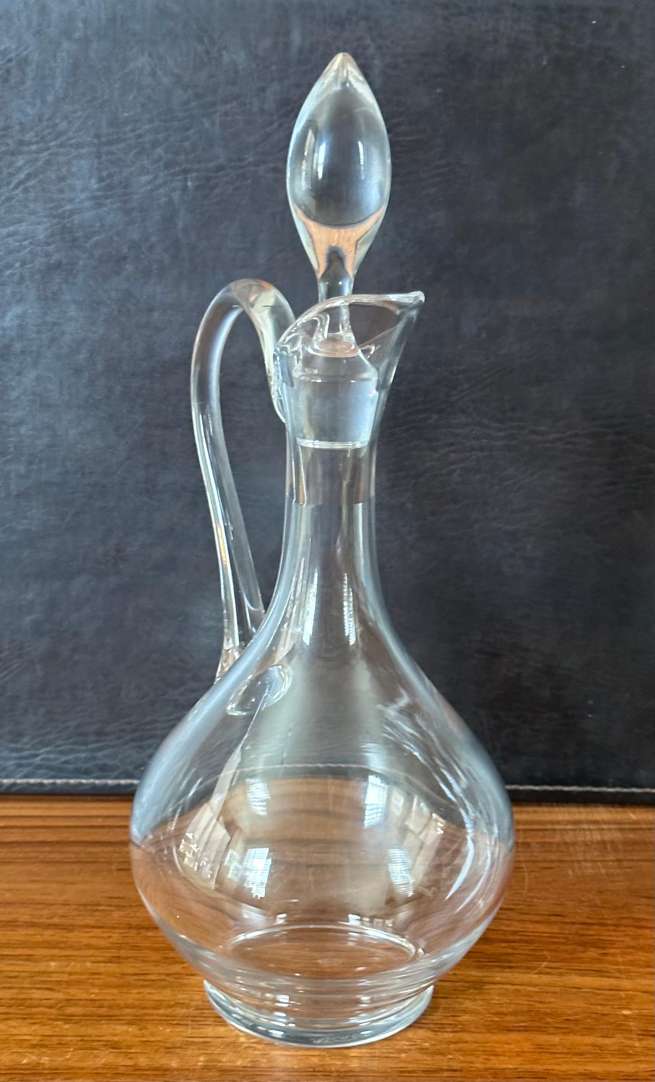 Contemporary Sleek Wine Decanter with Handle by Baccarat of France For Sale