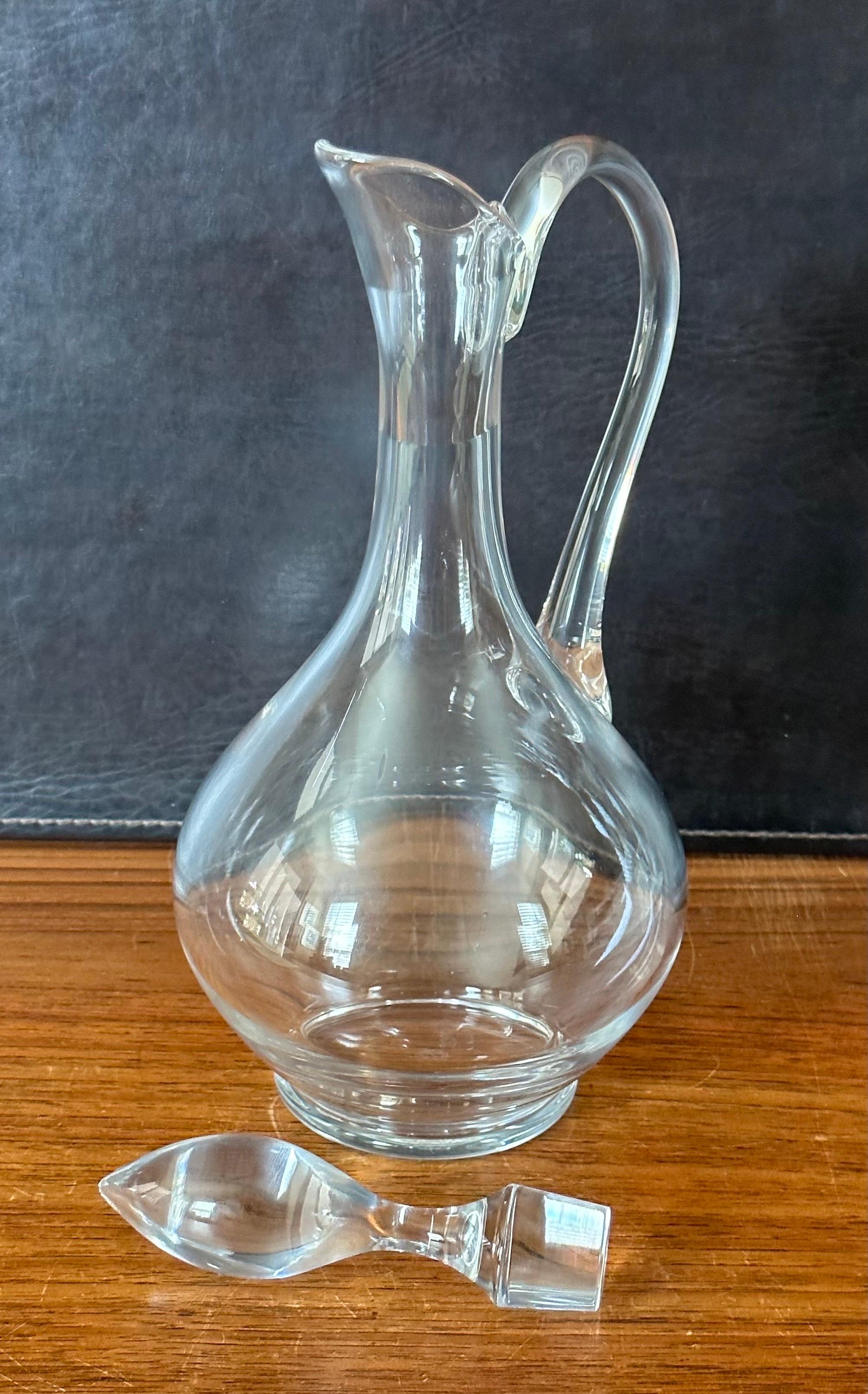 Sleek Wine Decanter with Handle by Baccarat of France For Sale 1