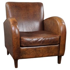 Vintage Sleekly designed comfortable sheep leather design armchair