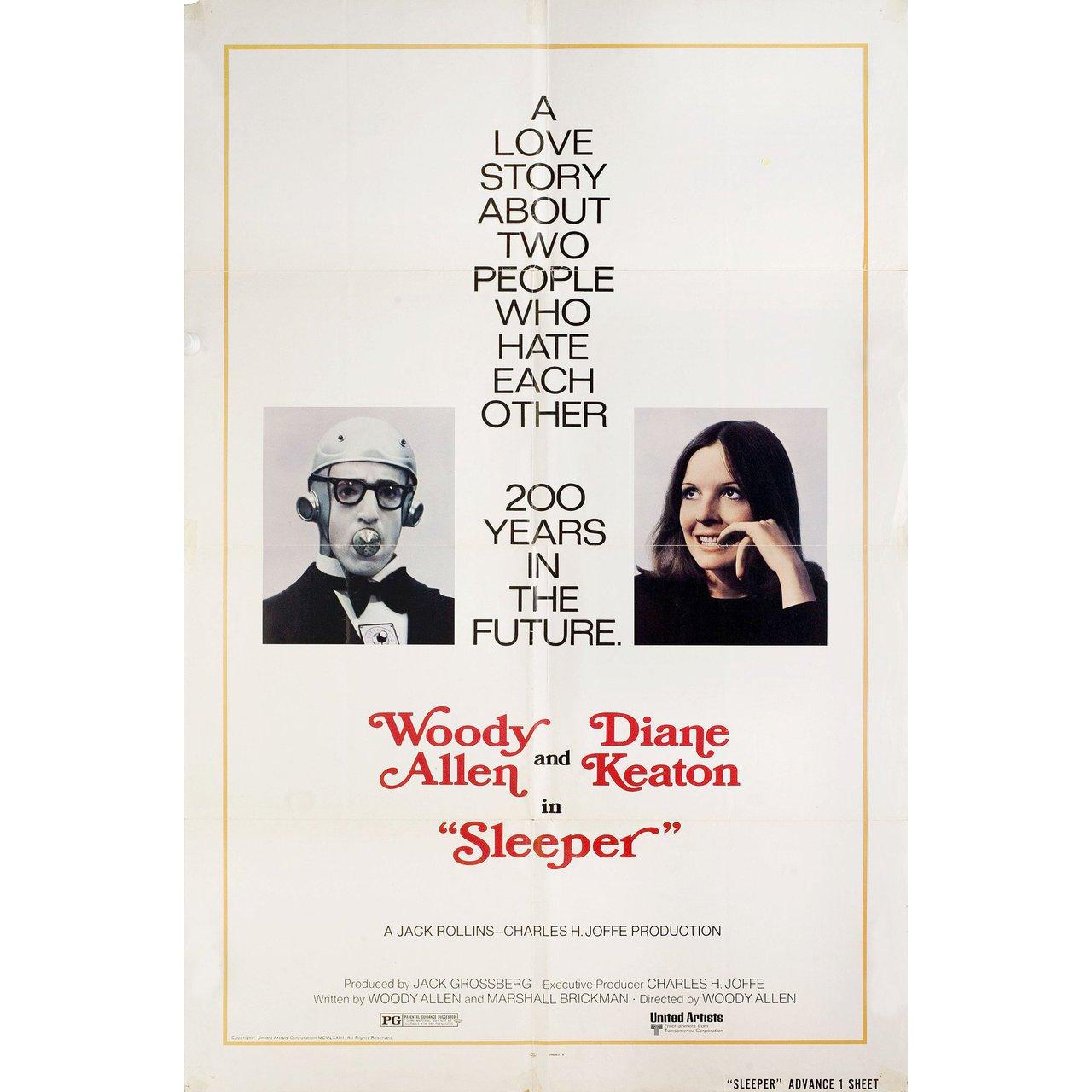 Original 1973 U.S. one sheet poster for the film “Sleeper” directed by Woody Allen with Woody Allen / Diane Keaton / John Beck / Mary Gregory. Very good condition, folded. Many original posters were issued folded or were subsequently folded. Please