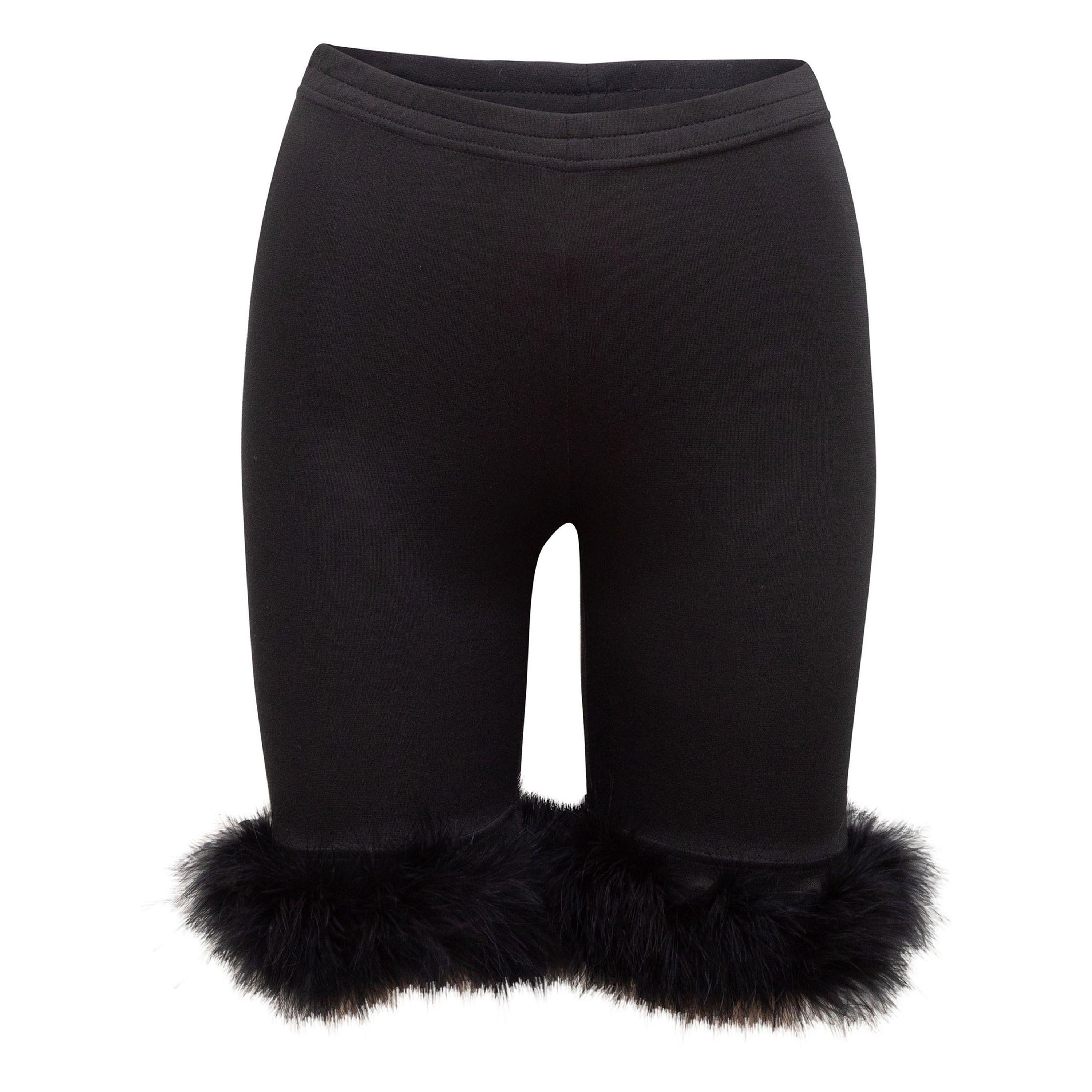 Short Sleeper noir bordé de plumes de marabout