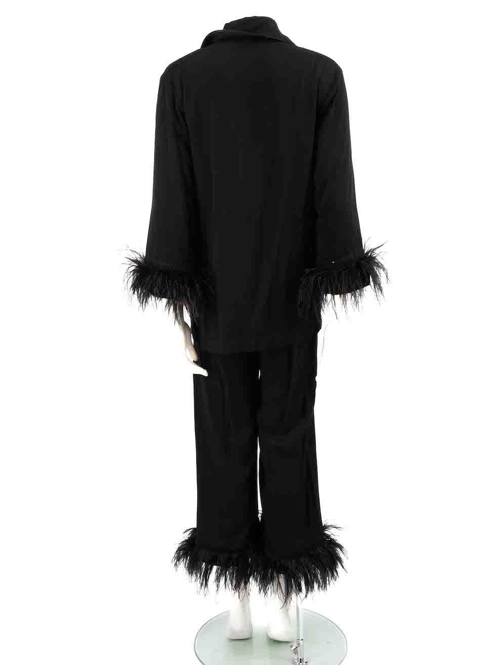 Sleeper Black Ostrich Feather Trim Lounge Set Size XS In Good Condition For Sale In London, GB