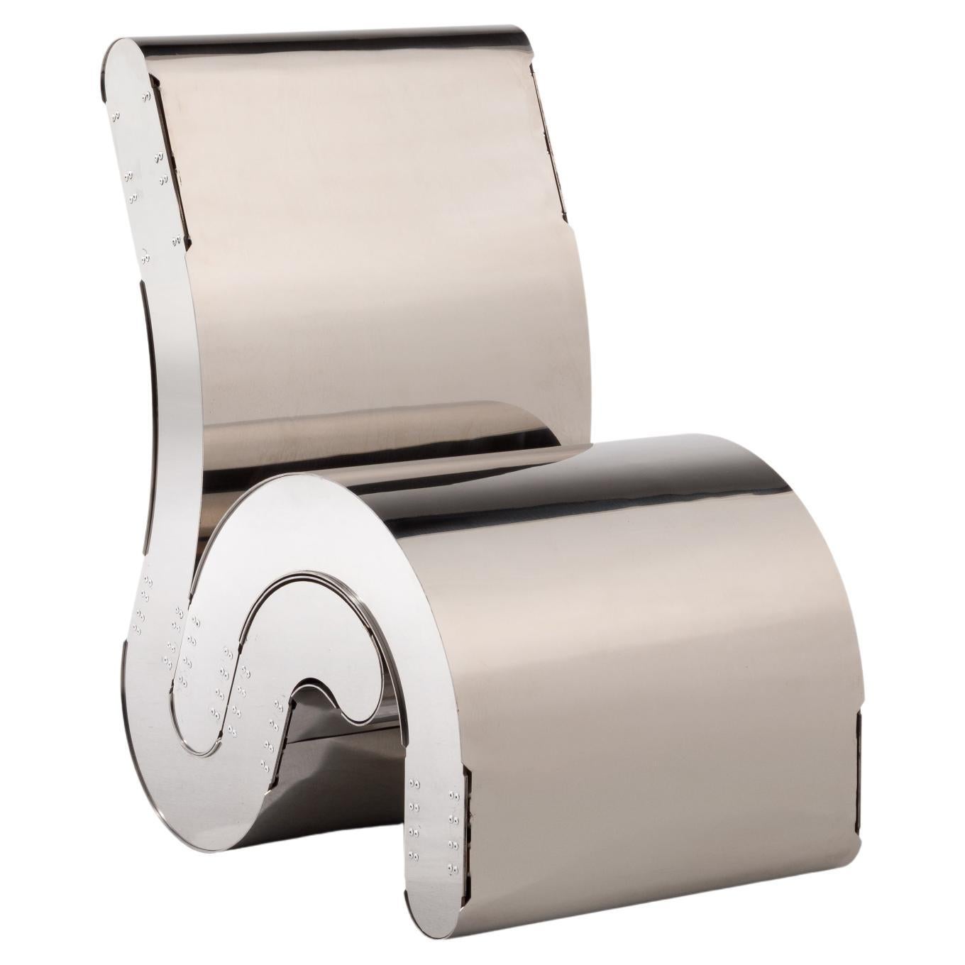 Sedia Lounge Sleeper in acciaio inox lucido in vendita