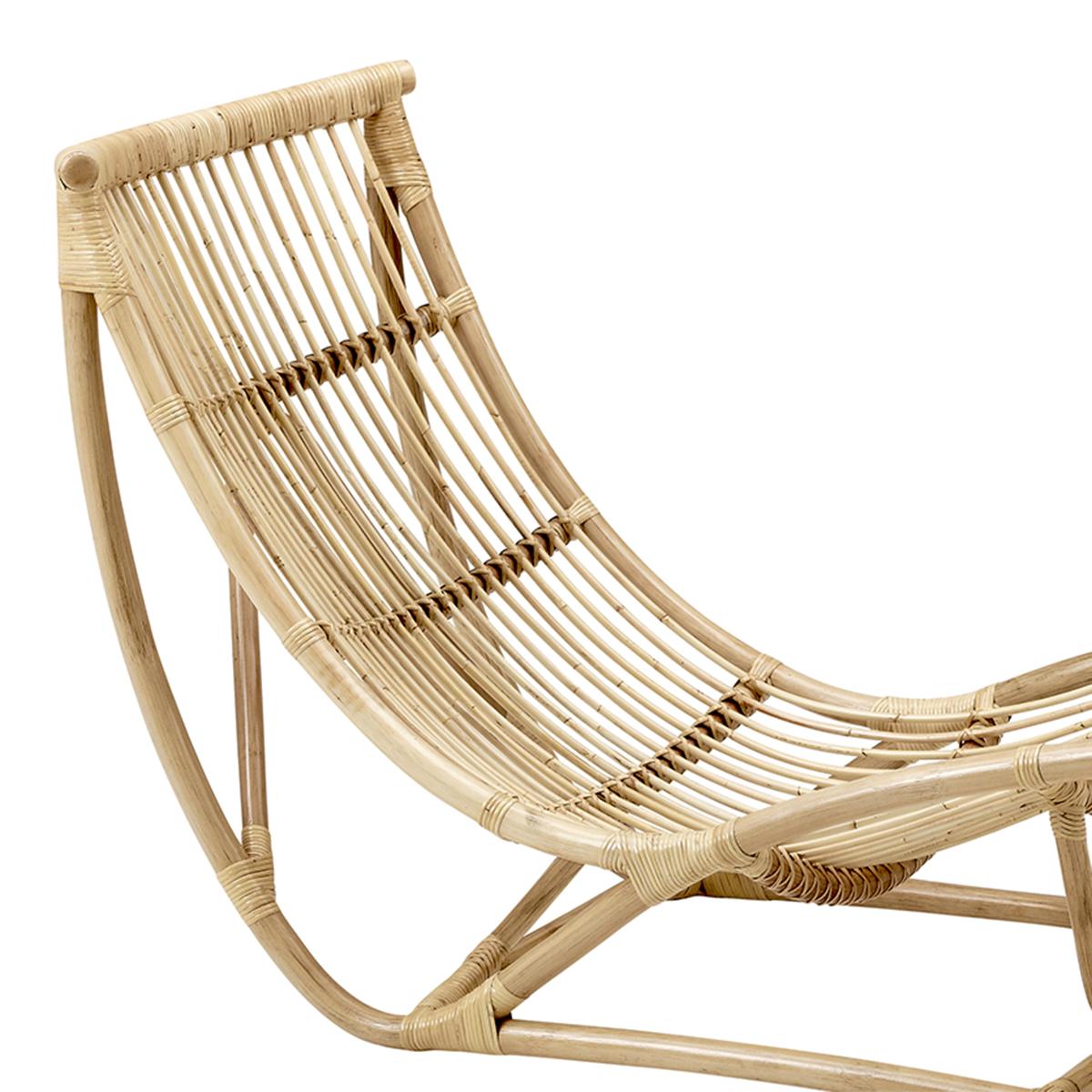 Chaise Longue Sleeper Natural all in 
brown natural rattan with rocking feet.